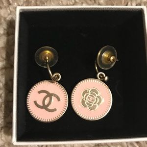 Chanel gold and pink earrings